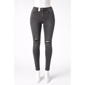 NWT Madewell 9 Mid-Rise Skinny Jeans Gray Distressed Raw Hem W27 DM0702